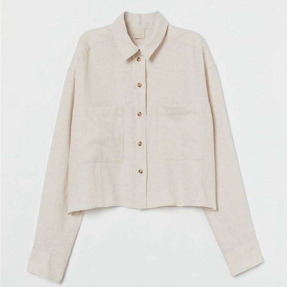 Linen cropped top - Picture 1 of 5